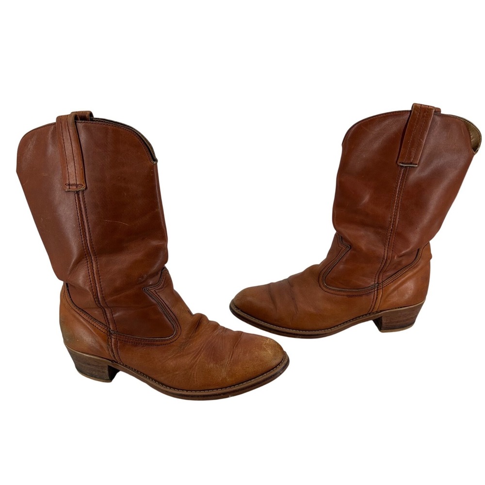 Dexter Vintage Mens 11.5 M Western Cowboy Boots Tan Leather Made in USA W736-2